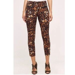 Anthropologie Women’s Essential Slim Autumn Floral Trouser Pants Size 4